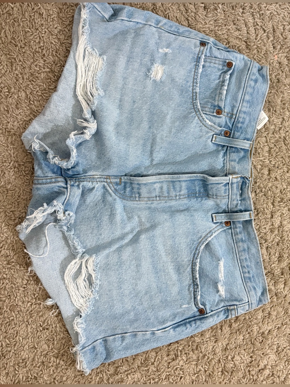 Levi's Light Blue Distressed Denim Cutoff Shorts